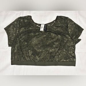 Olive Green Lace Crop Top by Torrid Curve Size 1